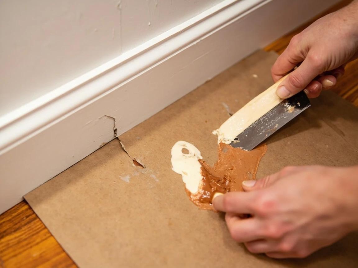 Step 5 of How to Repair Damaged Baseboard Trim: Rebuild Deep Gouges with Epoxy Wood Filler