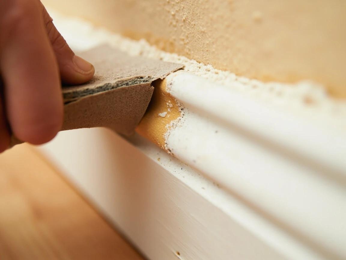 Step 6 of How to Repair Damaged Baseboard Trim: Sand All Repairs Smooth