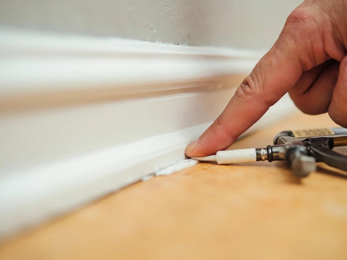 Step 7 of How to Repair Damaged Baseboard Trim: Caulk the Gaps Between Baseboard and Wall