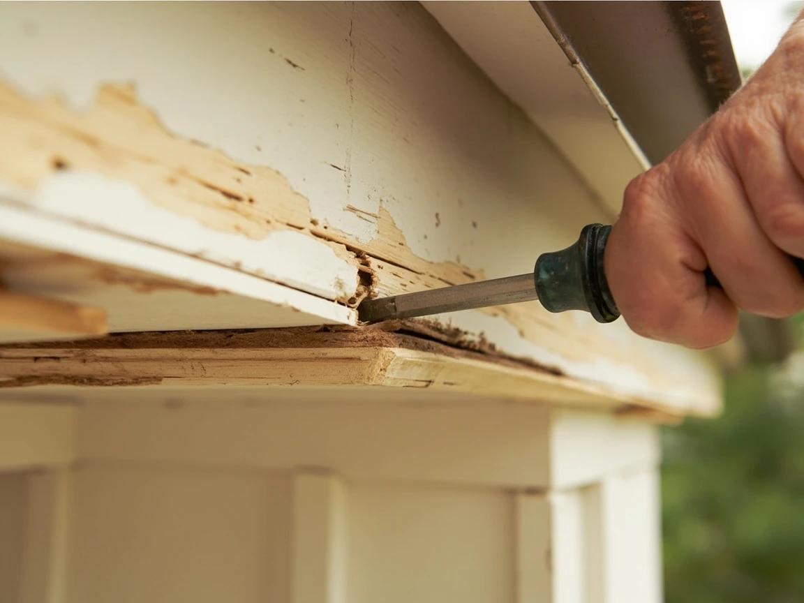 Step 1 of How to Repair a Soffit or Fascia Board: Probe the Damage and Find the Water Source