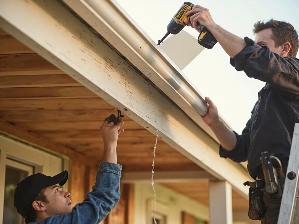 Step 2 of How to Repair a Soffit or Fascia Board: Remove the Gutter Section and Drip Edge