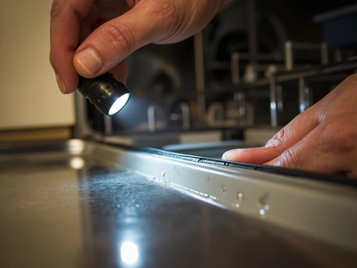 Step 1 of How to Replace a Dishwasher Door Seal: Confirm the Seal Is the Source of the Leak