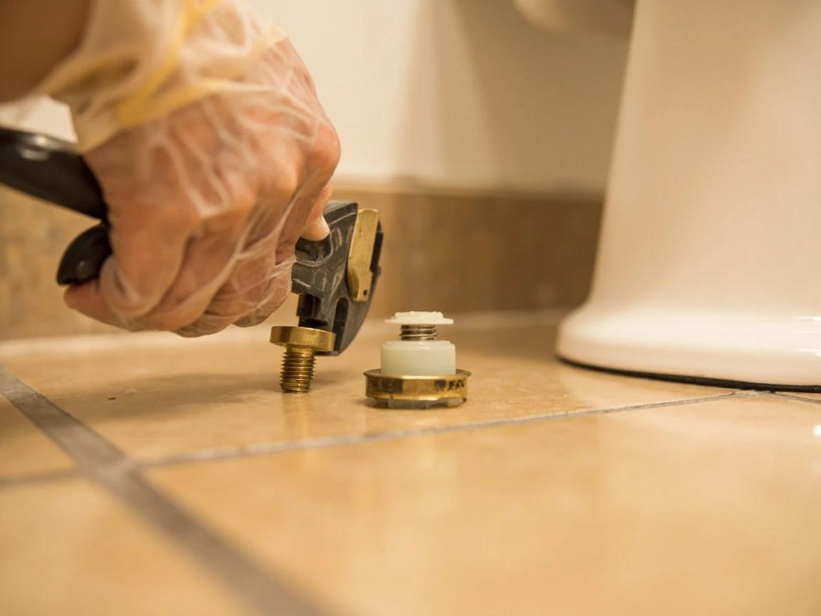 Step 2 of How to Replace a Toilet Wax Ring: Remove the Bolt Caps and Unbolt the Toilet