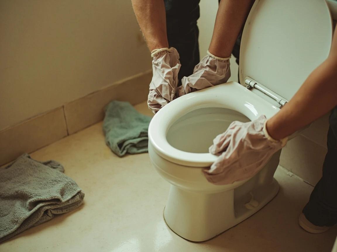 Step 3 of How to Replace a Toilet Wax Ring: Break the Seal and Lift the Toilet