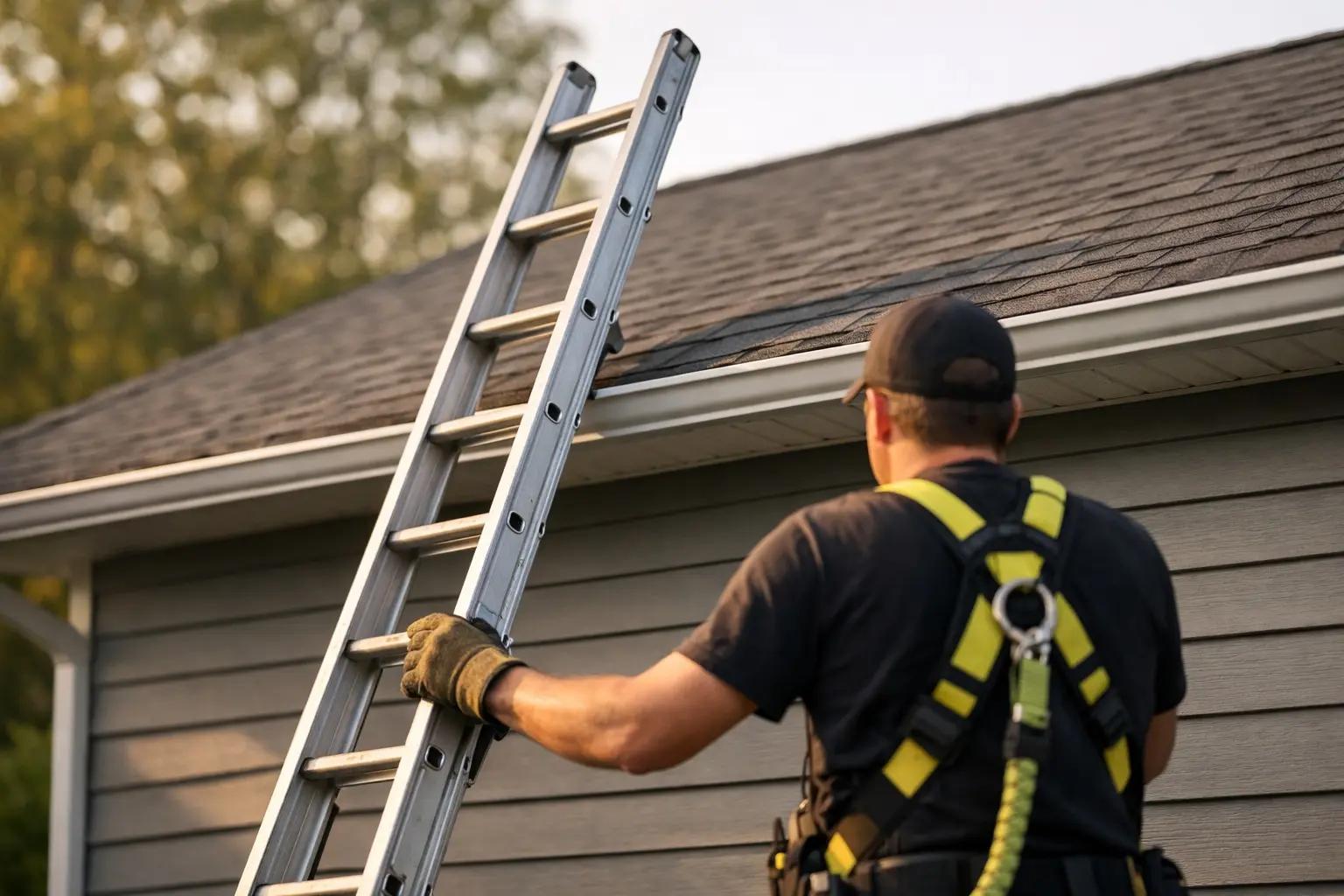 Step 2 of How to Replace a Damaged Roof Shingle: Set Up Safe Roof Access