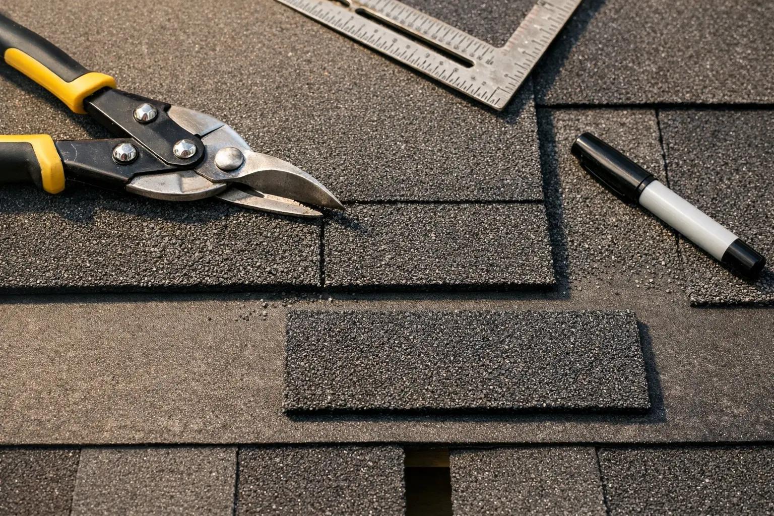 Step 6 of How to Replace a Damaged Roof Shingle: Cut and Fit the Replacement Shingle
