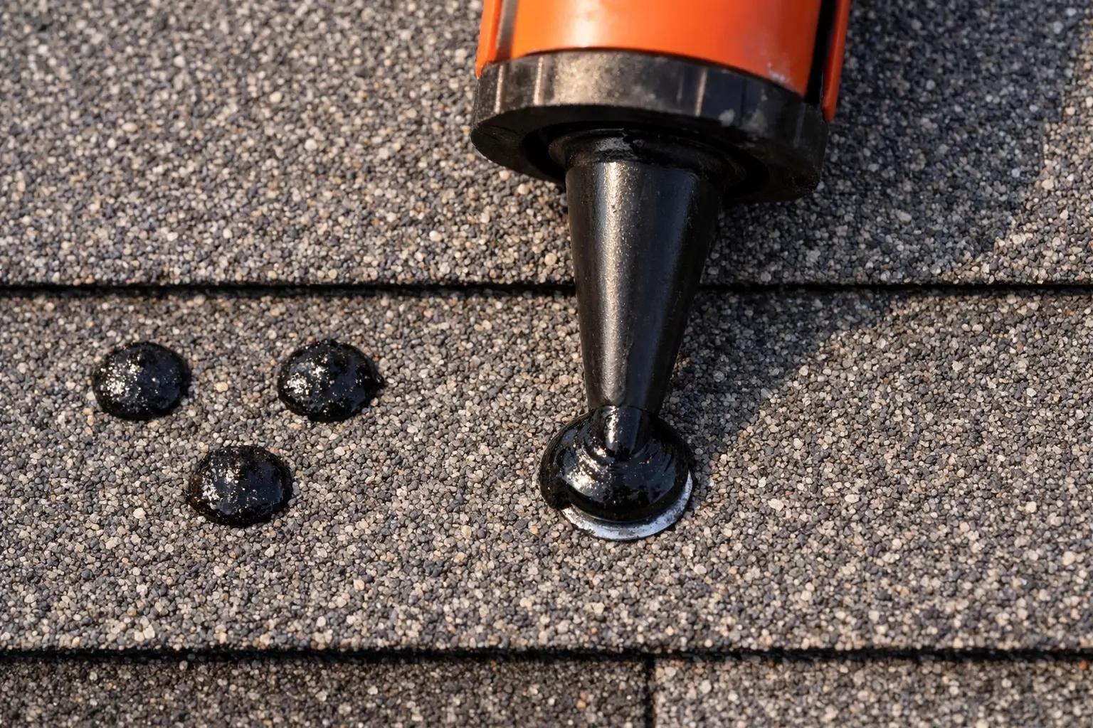 Step 9 of How to Replace a Damaged Roof Shingle: Seal the Nails and Re-Bond the Shingle Edges