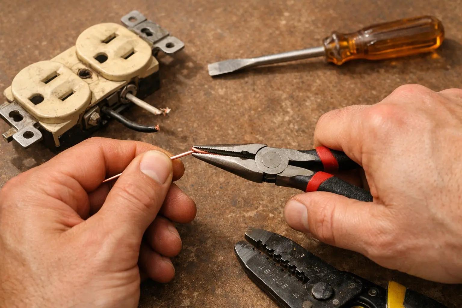 Step 4 of How to Replace an Electrical Outlet: Disconnect the Wires from the Old Outlet