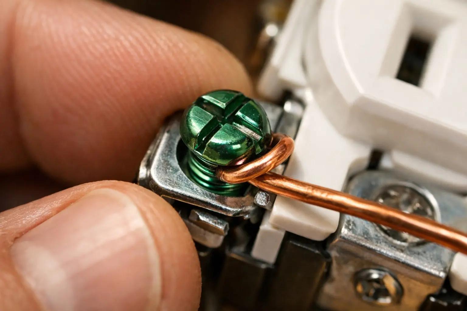 Step 5 of How to Replace an Electrical Outlet: Connect the Ground Wire to the New Outlet