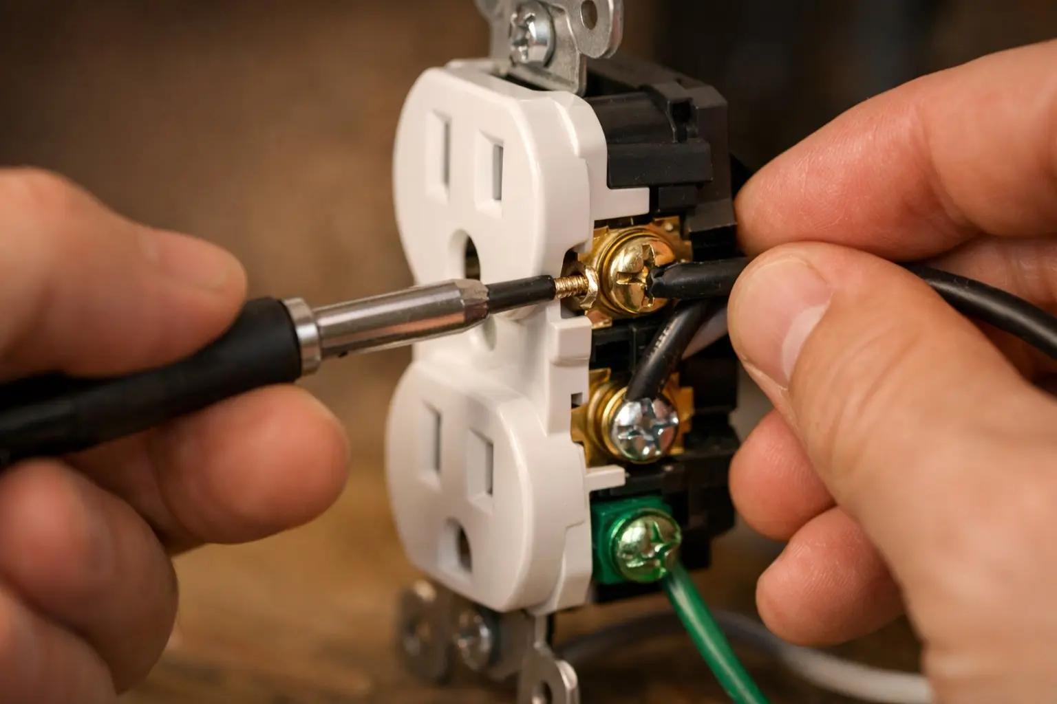 Step 6 of How to Replace an Electrical Outlet: Connect the Neutral and Hot Wires