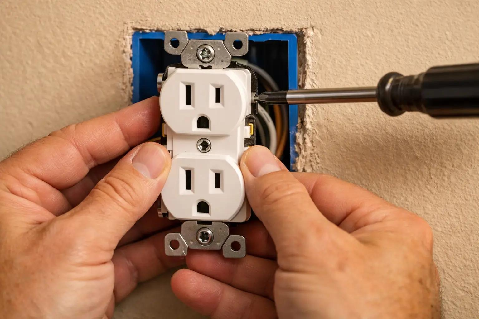 Step 7 of How to Replace an Electrical Outlet: Secure the Outlet in the Electrical Box