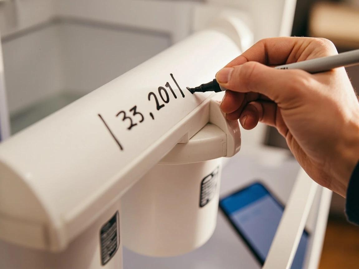 Step 9 of How to Replace a Refrigerator Water Filter: Check for Leaks and Mark the Calendar