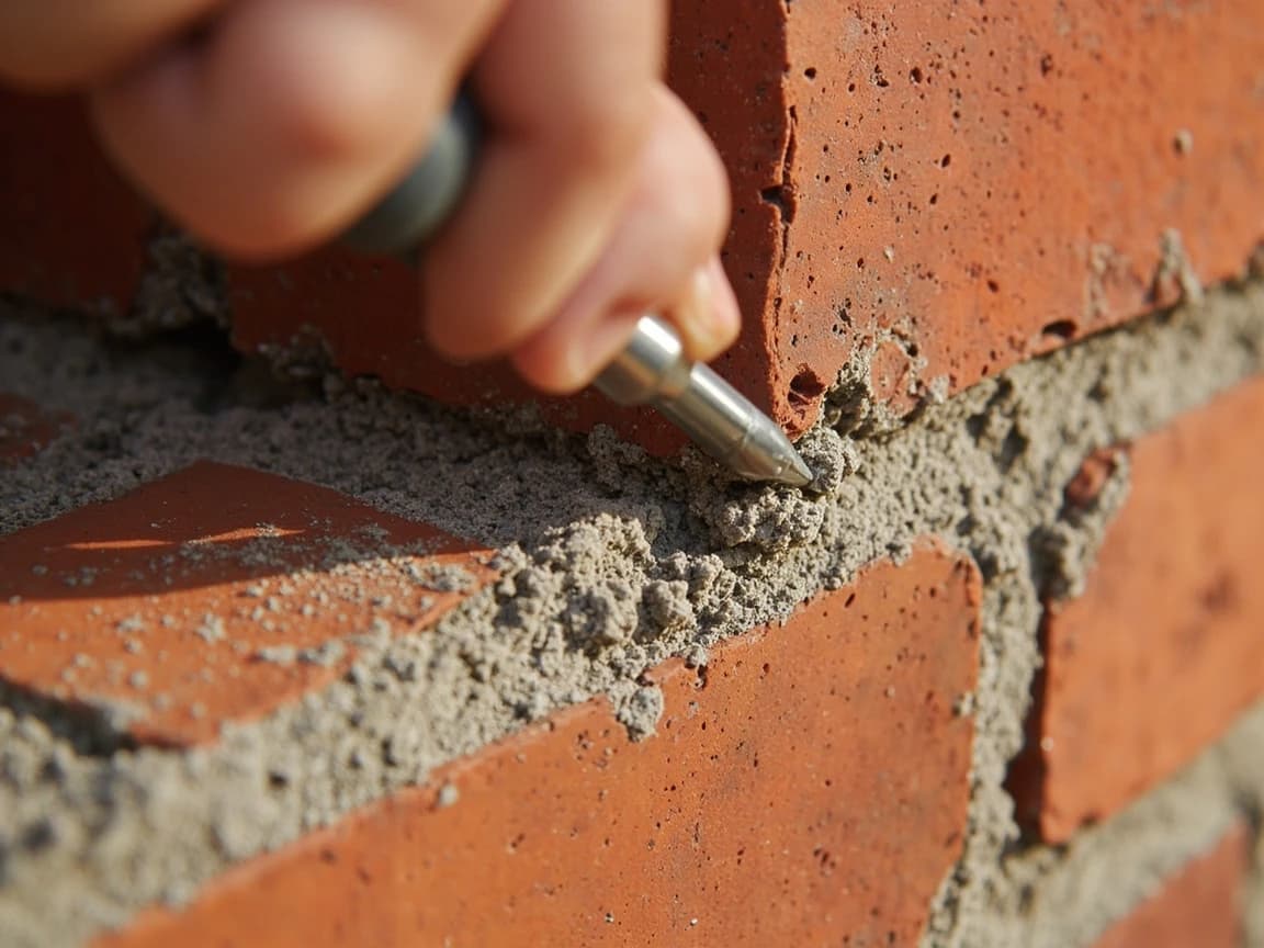 Step 1 of How to Repoint Brick Mortar Joints (Tuckpointing): Test the joints to confirm they actually need repointing