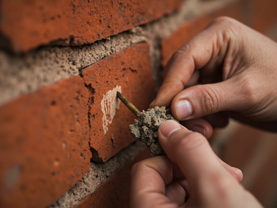 Step 2 of How to Repoint Brick Mortar Joints (Tuckpointing): Match the mortar to the brick, and err on the soft side