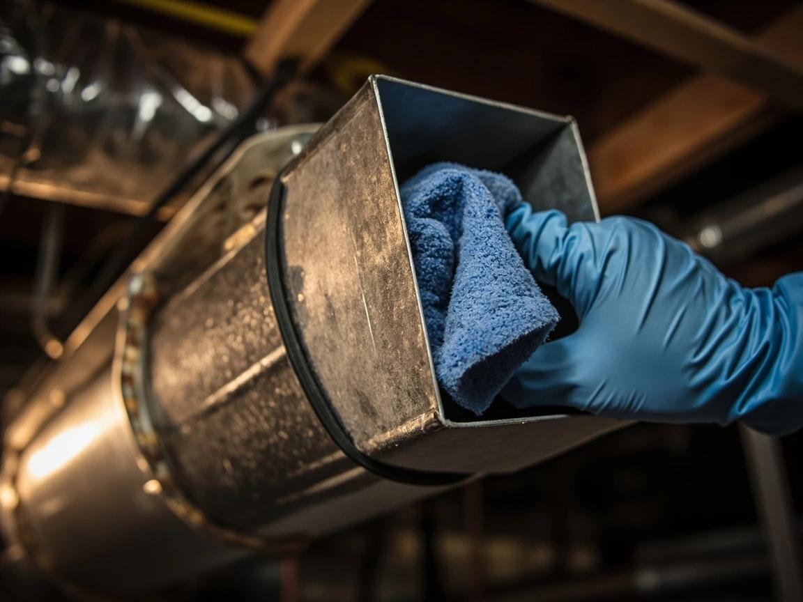 Step 2 of How to Seal and Insulate Ductwork: Clean the Duct Surfaces