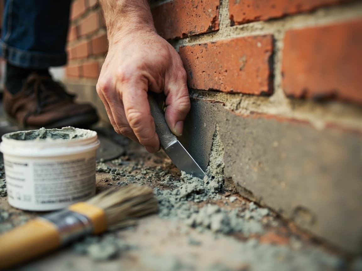 Step 6 of How to Seal Entry Points and Keep Mice Out: Seal Masonry Gaps With Mortar or Hydraulic Cement