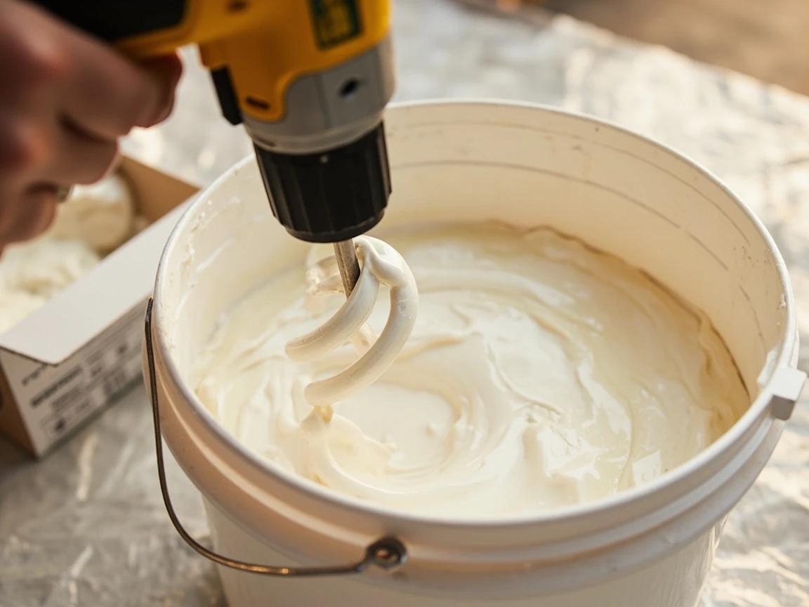 Step 3 of How to Skim Coat a Textured Wall Smooth: Mix the compound to a thick-paint consistency
