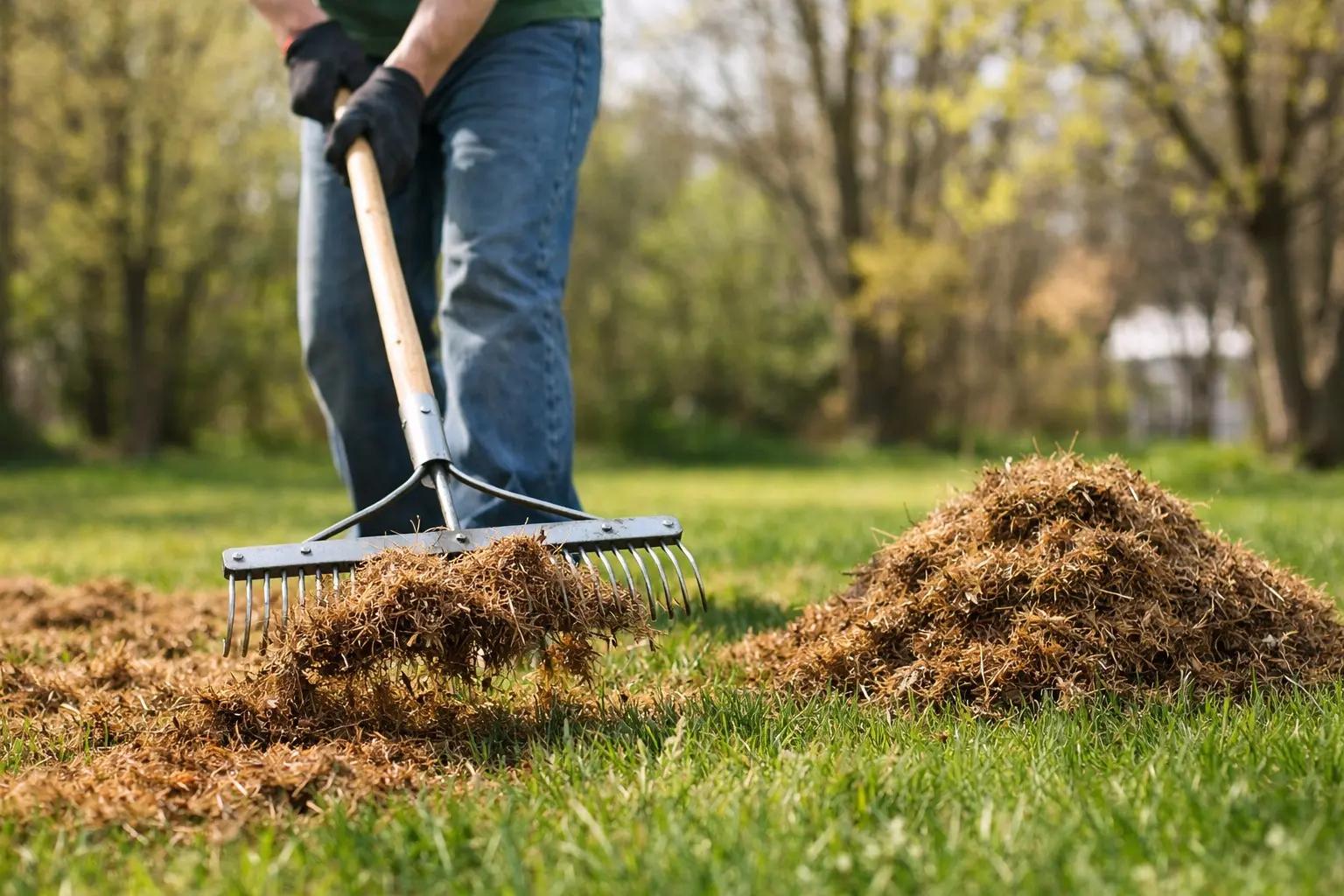 Step 2 of Spring Lawn Care Checklist: Dethatch and Rake Thoroughly