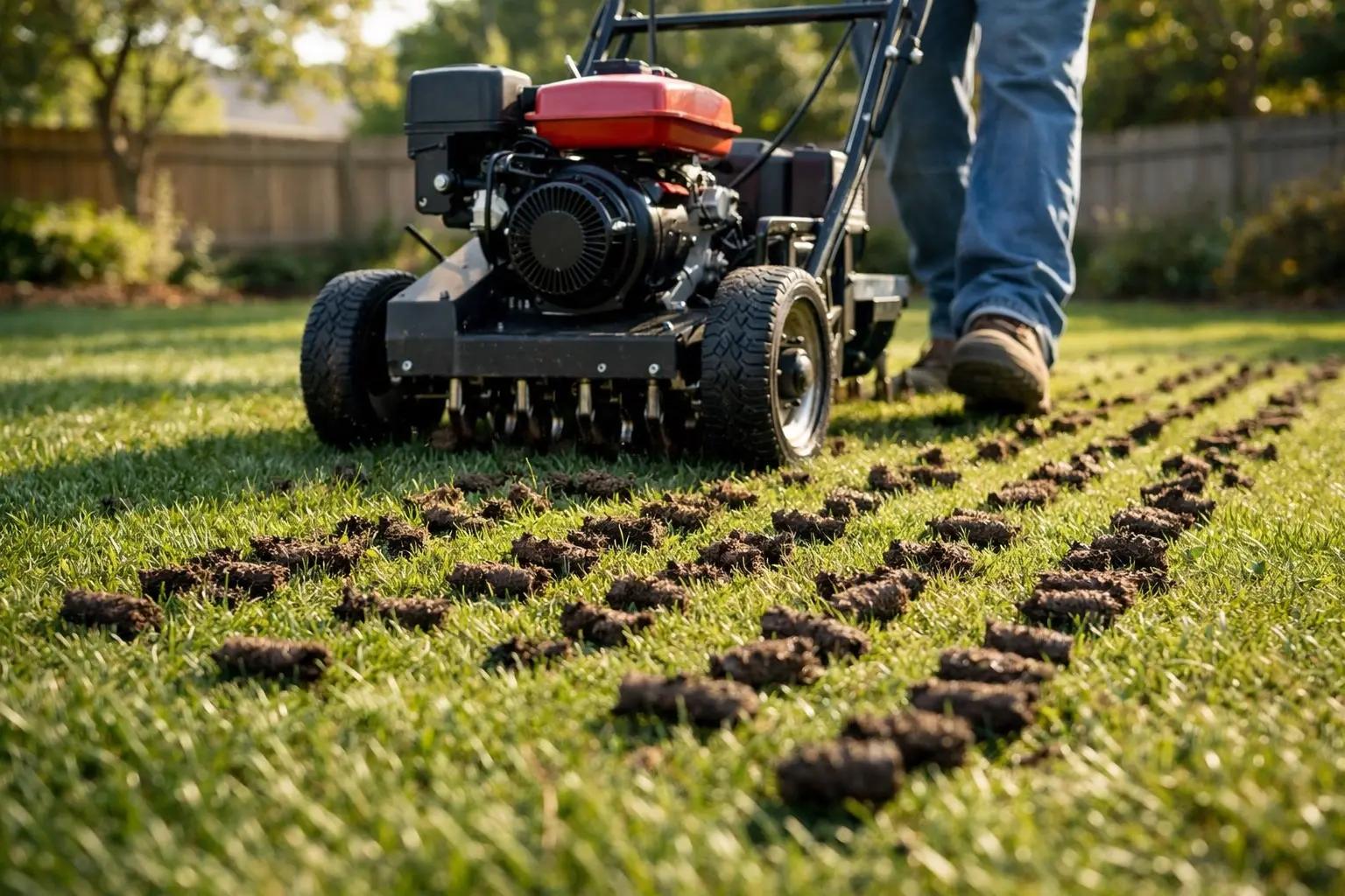 Step 4 of Spring Lawn Care Checklist: Core Aerate Compacted Areas