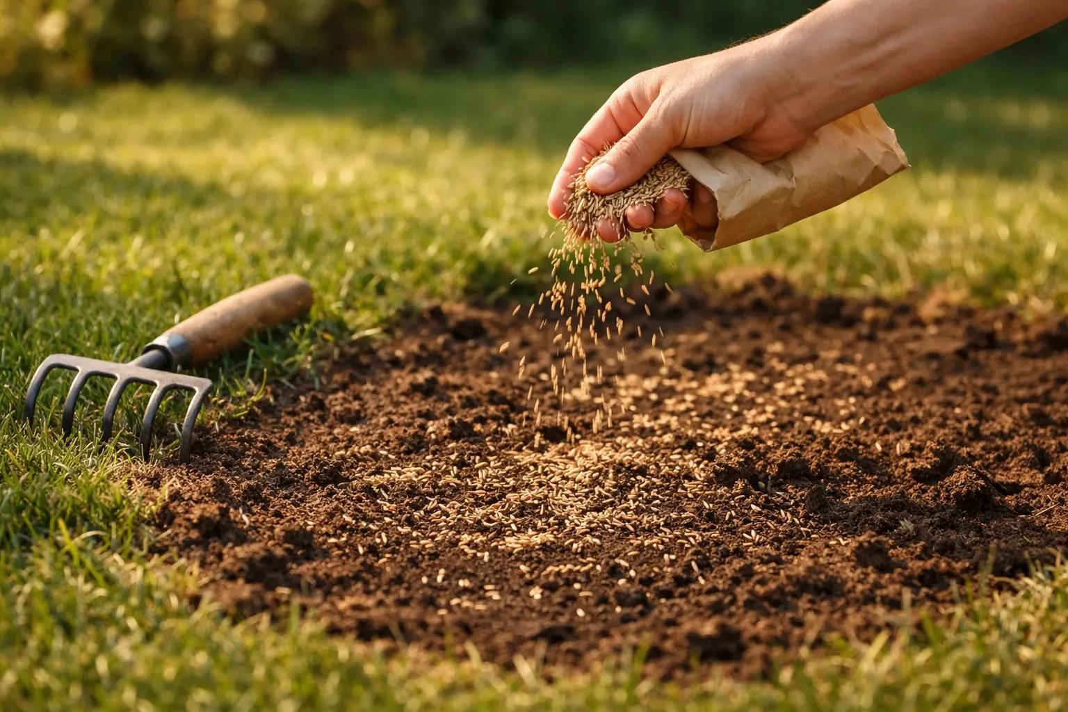 Step 5 of Spring Lawn Care Checklist: Overseed Thin and Bare Spots