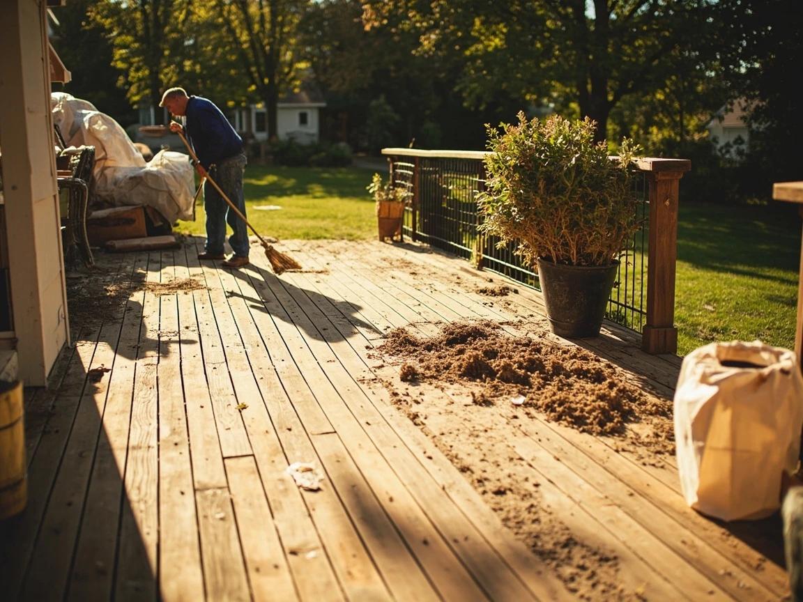 Step 2 of How to Stain a Wood Deck: Clear and Inspect the Deck