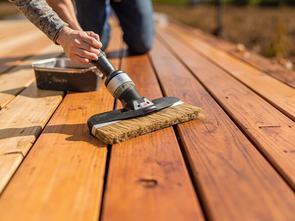 Step 7 of How to Stain a Wood Deck: Apply Stain with Pad, Roller, or Brush