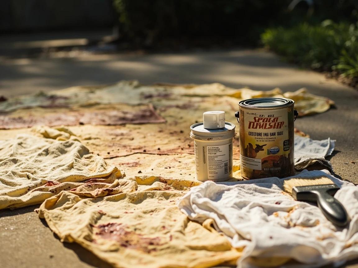Step 9 of How to Stain a Wood Deck: Dispose of Rags Safely and Clean Up