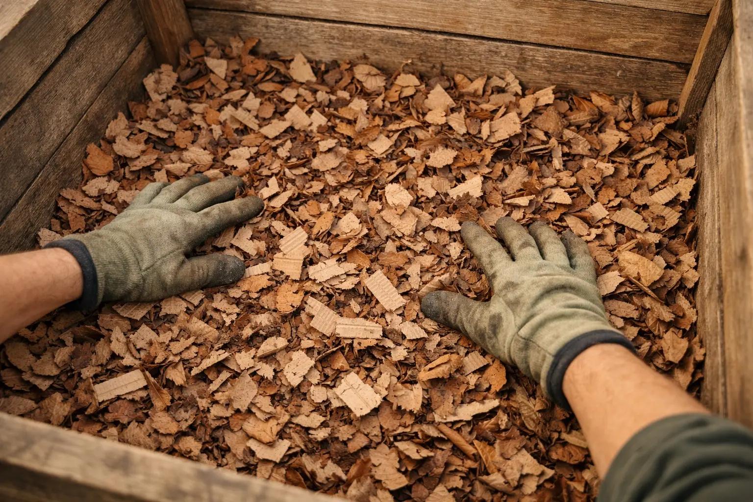 Step 3 of How to Start a Compost Bin: Lay a Carbon Base Layer