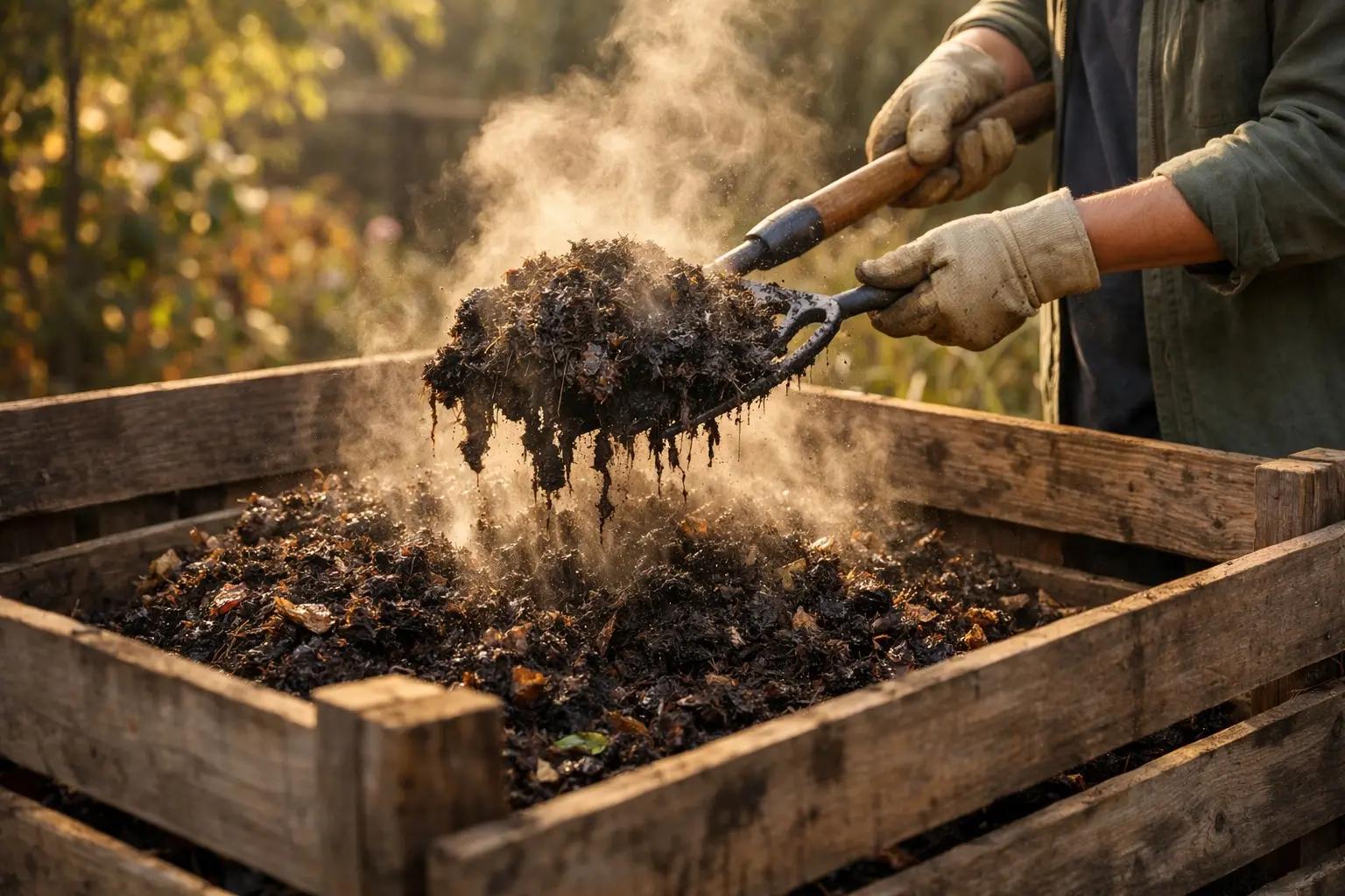 Step 7 of How to Start a Compost Bin: Turn Regularly