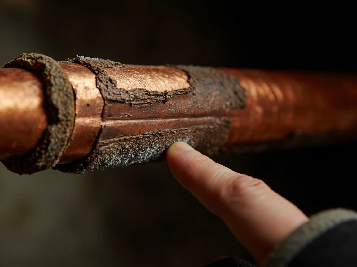 Step 4 of How to Thaw Frozen Pipes Safely: Inspect for a Split or Bulge Before You Add Heat