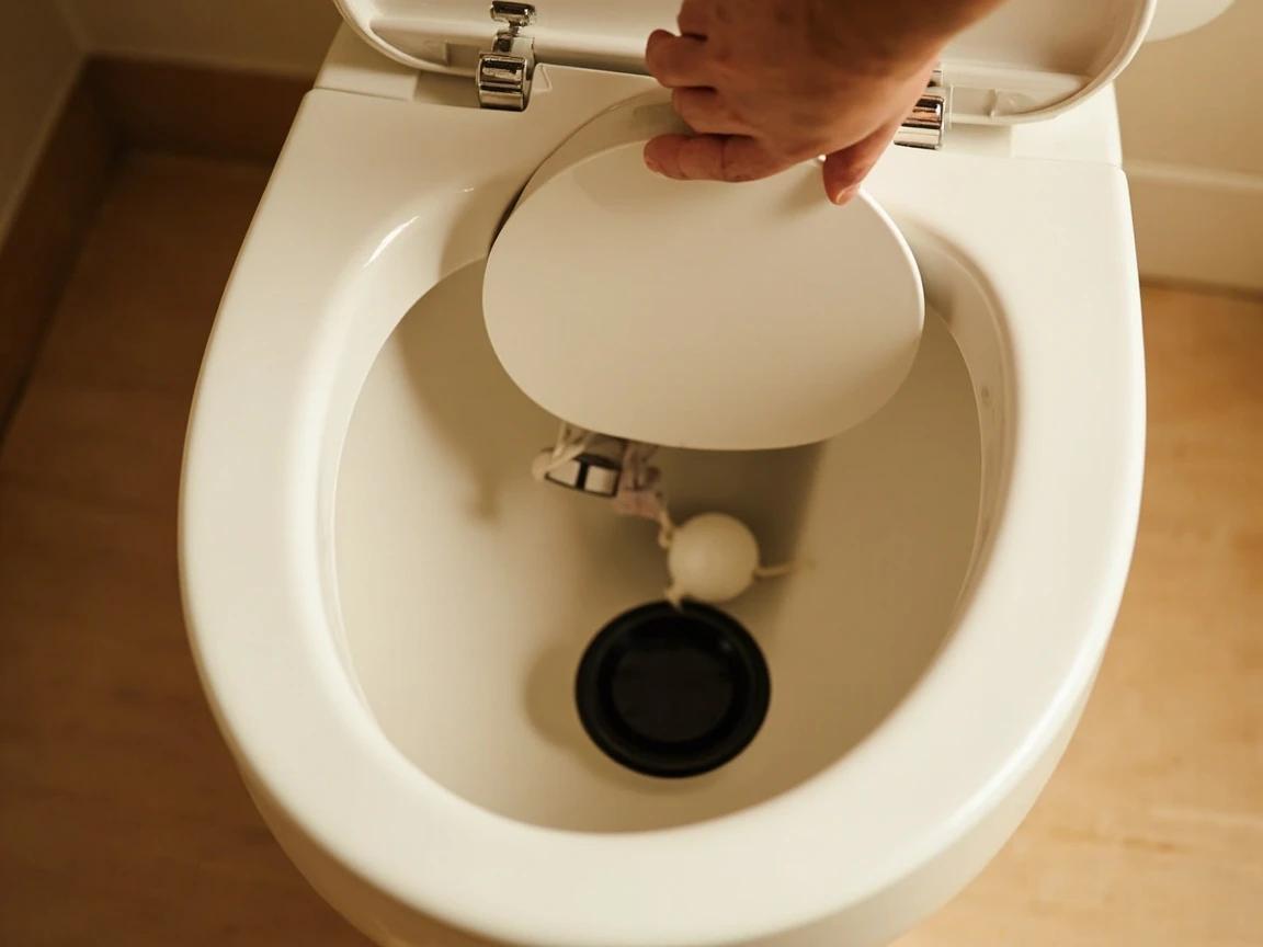 Step 7 of How to Unclog a Toilet Without a Plunger: Test-flush carefully — be ready to stop the flow