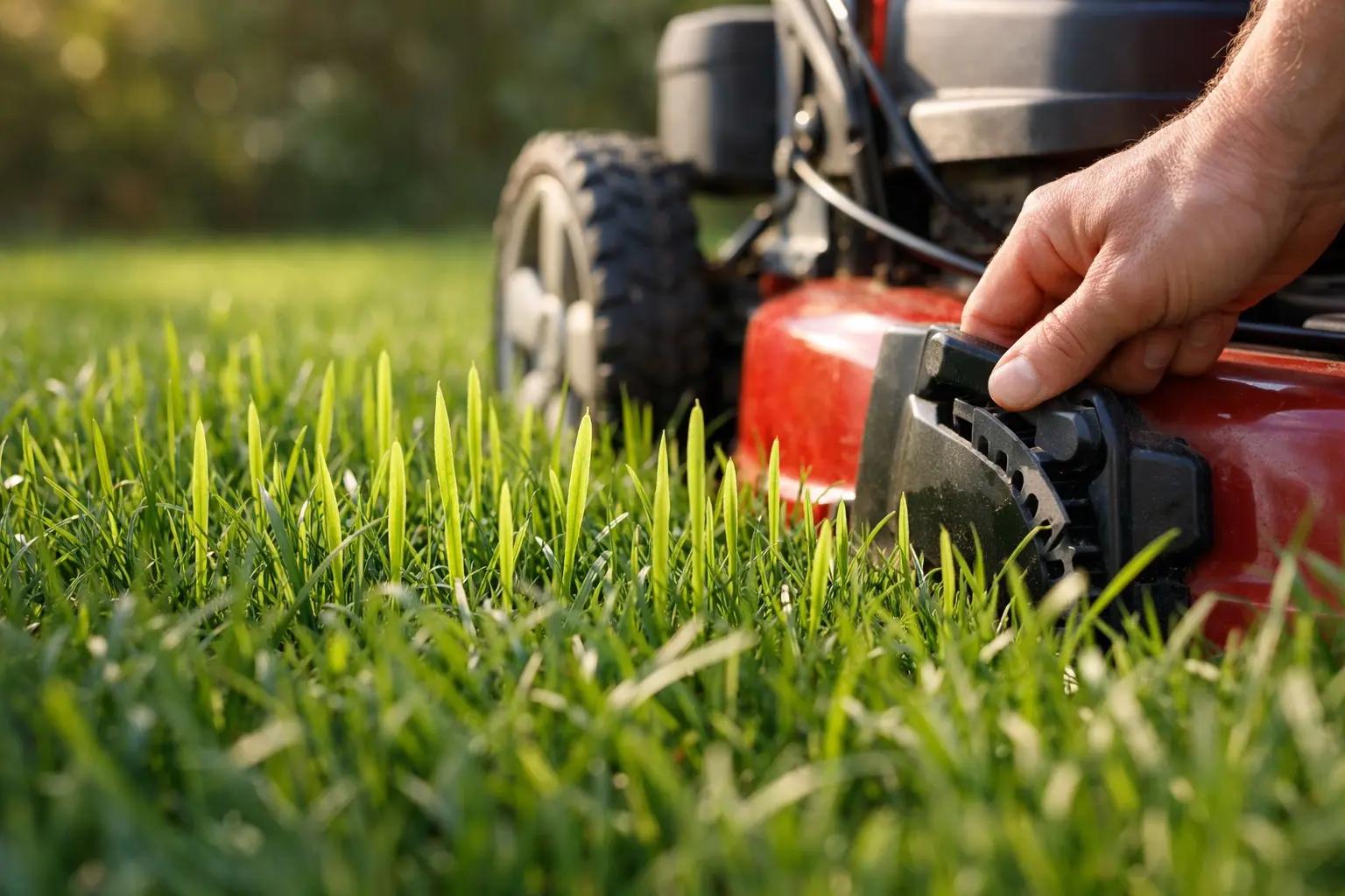 Step 10 of How to Aerate and Overseed a Lawn: Wait to Mow Until New Grass Reaches 3-4 Inches