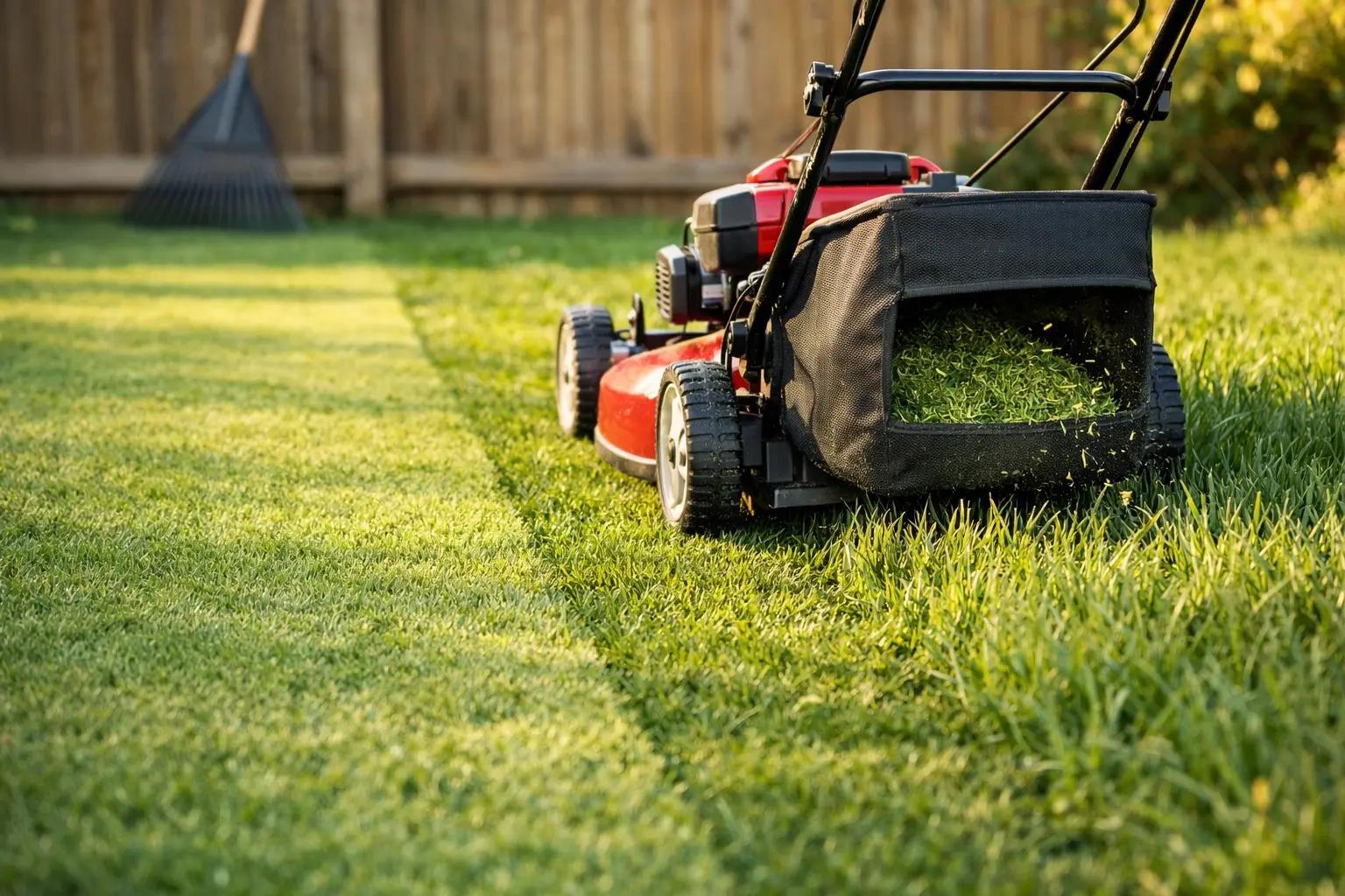 Step 2 of How to Aerate and Overseed a Lawn: Mow Low and Clear the Lawn