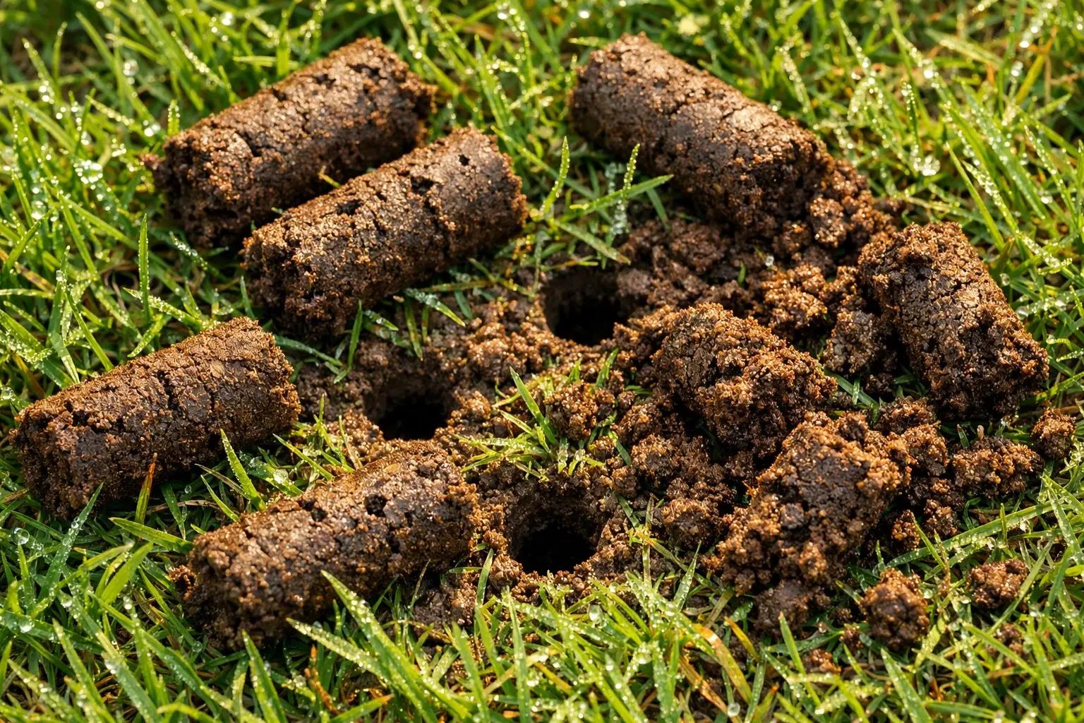 Step 5 of How to Aerate and Overseed a Lawn: Leave the Soil Plugs on the Lawn