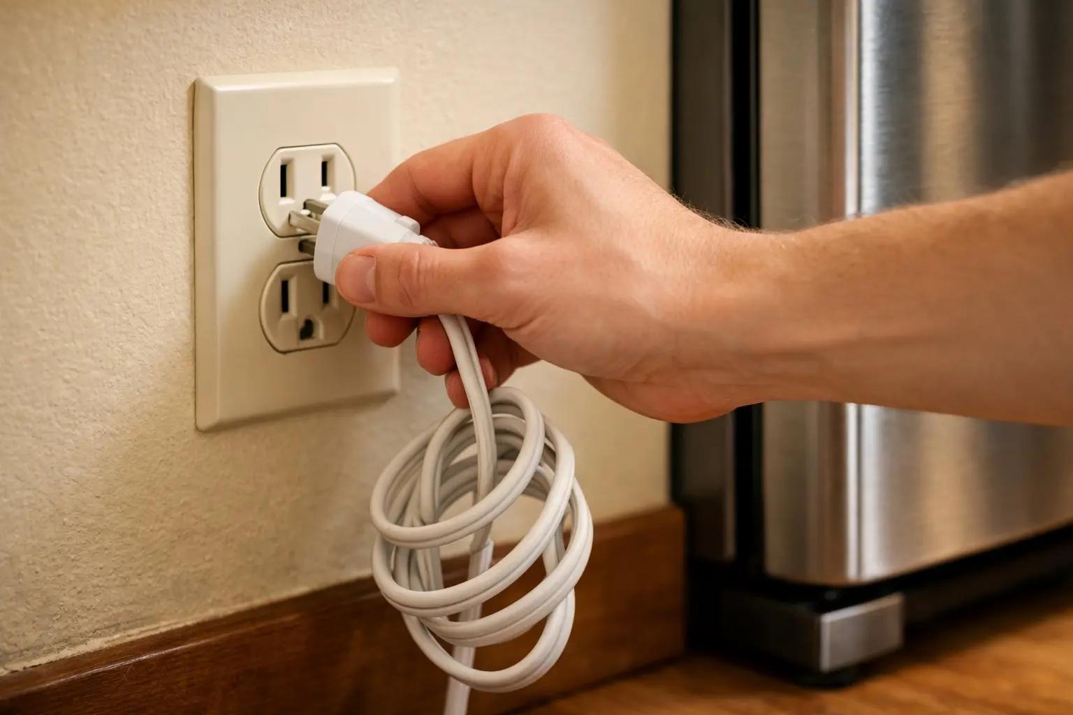 Step 1 of How to Clean a Refrigerator Condenser Coil: Unplug the Refrigerator