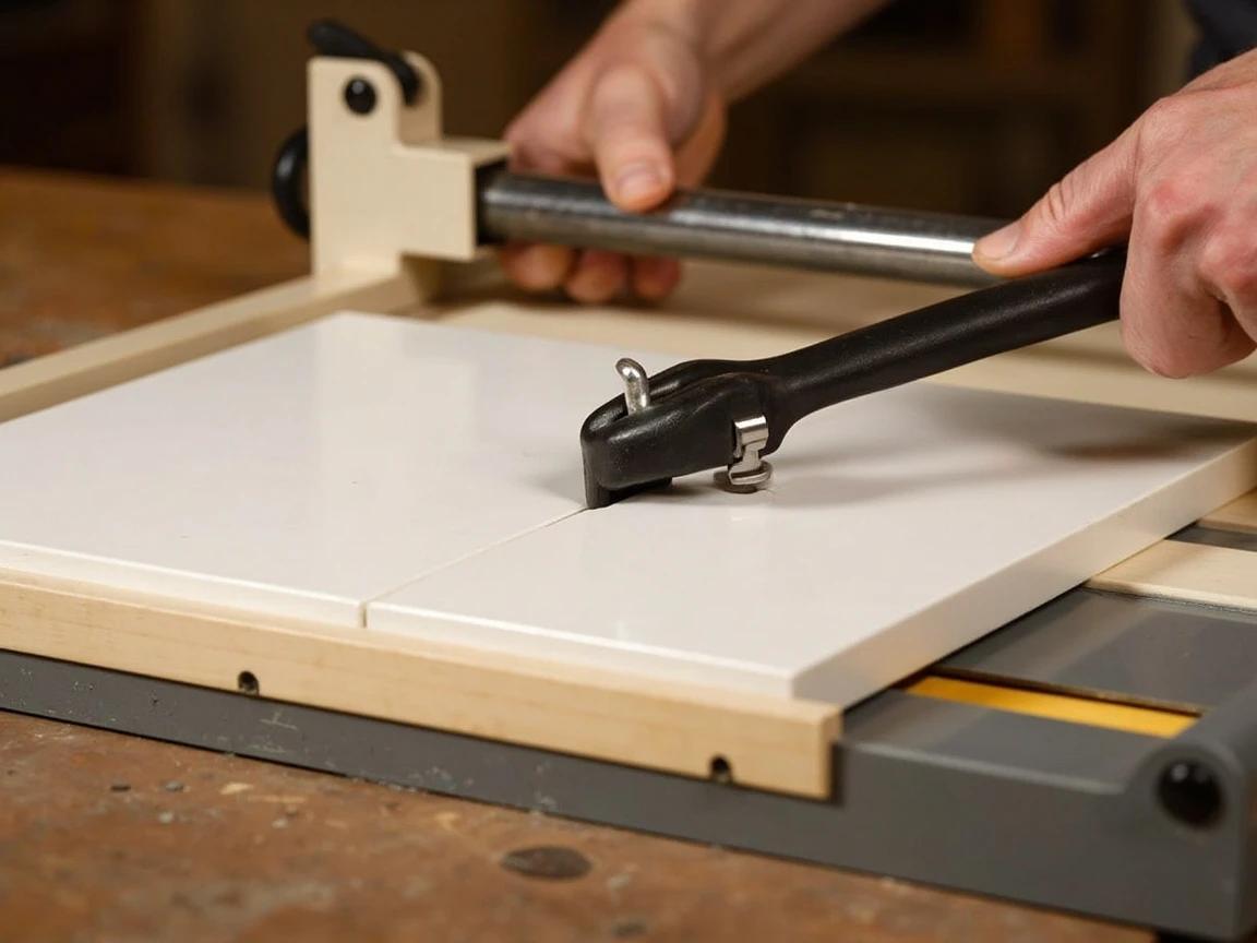 Step 3 of How to Cut Tile Without a Wet Saw: Score and snap straight cuts