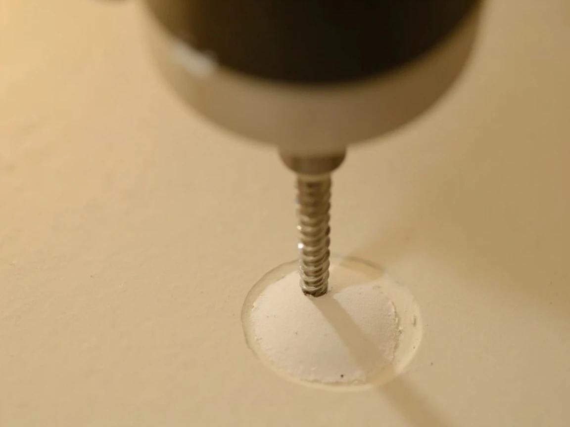 Step 3 of How to Fix a Nail Pop or Screw Pop in Drywall: Drive new screws above and below the pop