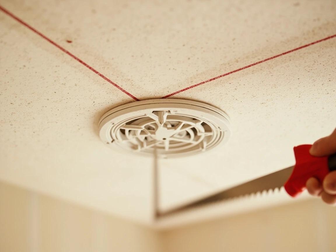Step 4 of How to Install a Bathroom Exhaust Fan: Check the Ceiling Opening