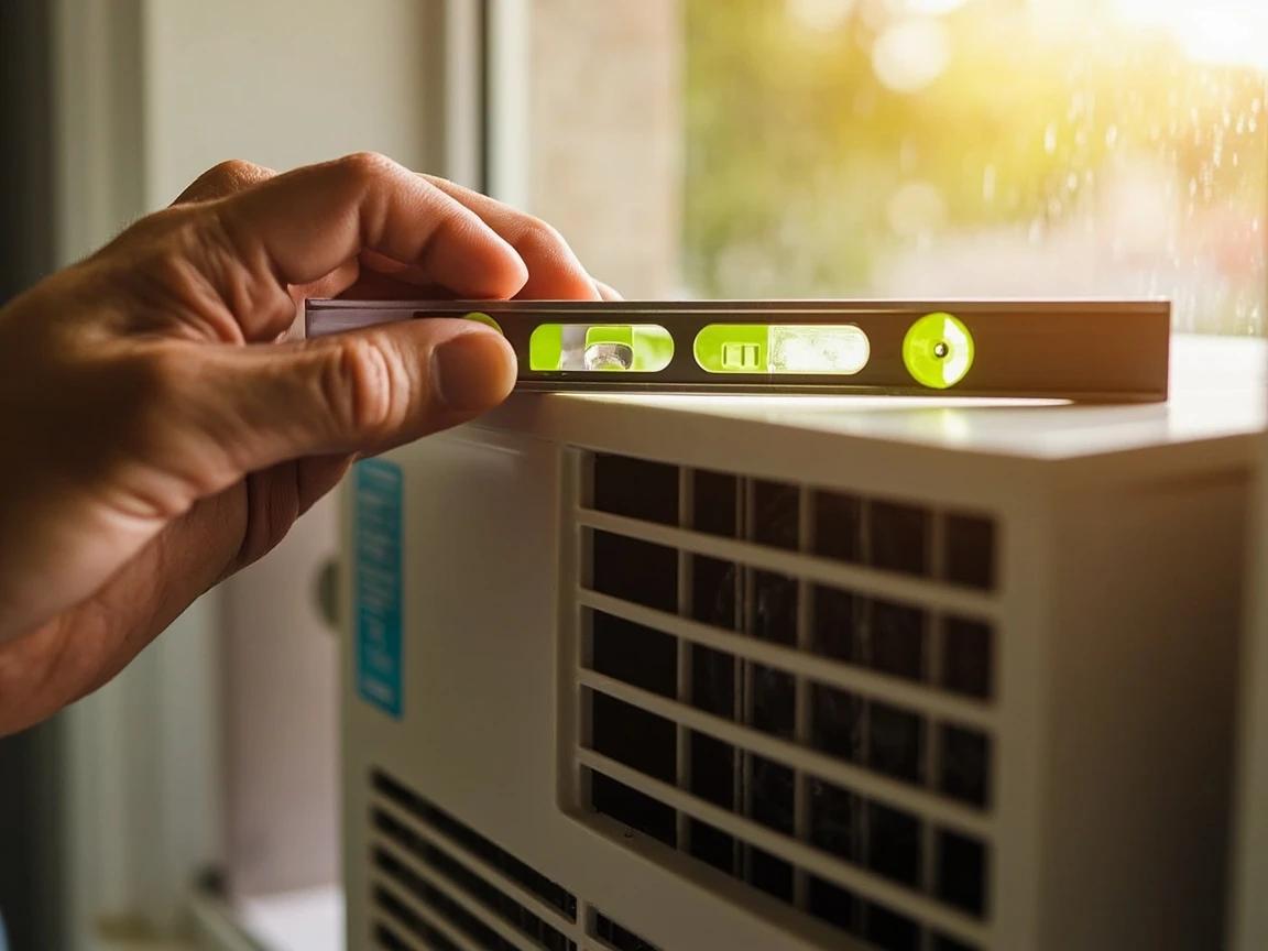Step 8 of How to Install a Window AC Unit: Check the Tilt and Drainage