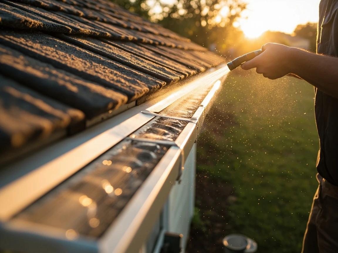 Step 8 of How to Install Gutter Guards: Hose-Test the Finished Runs