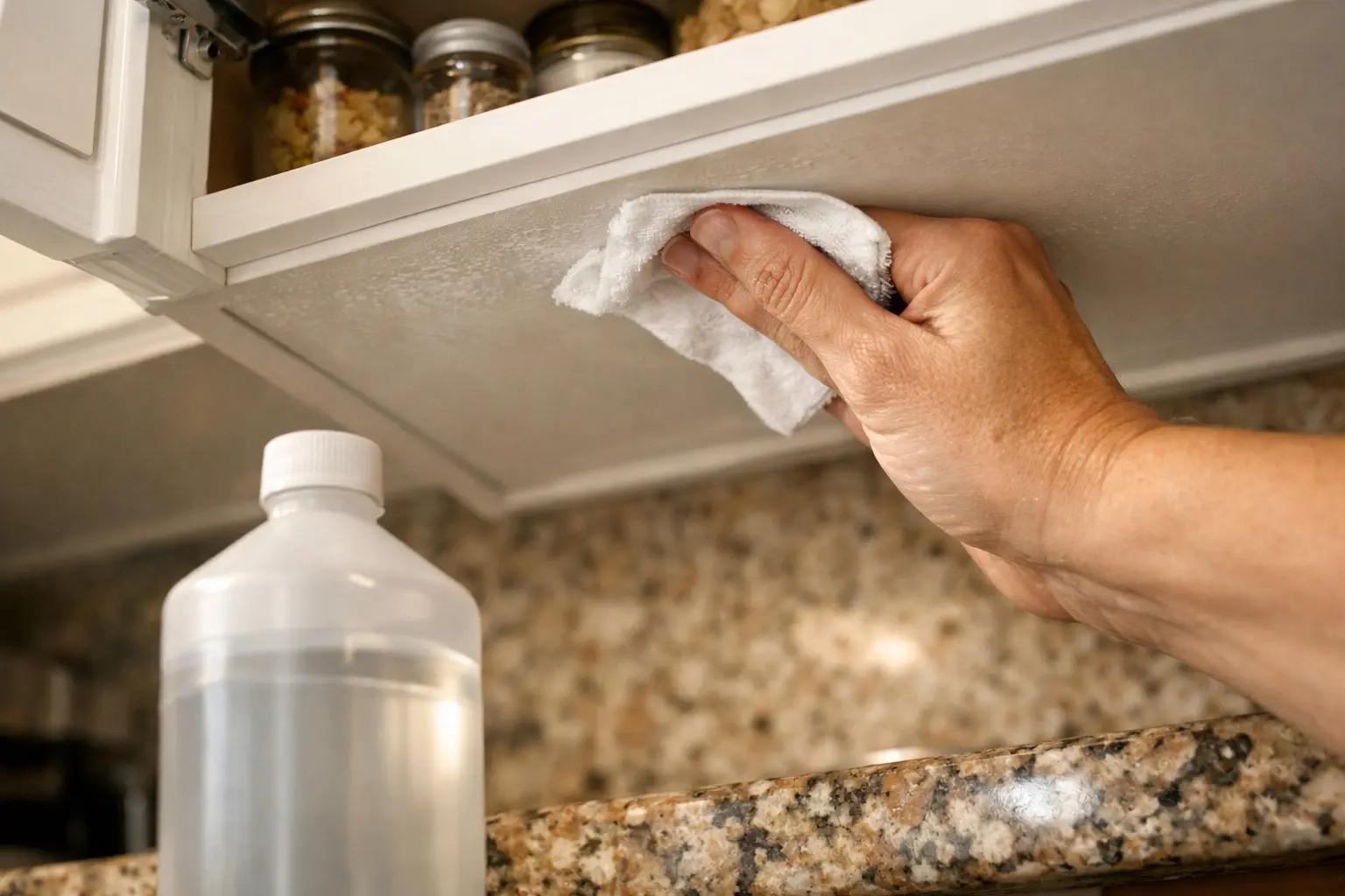 Step 3 of How to Install Under-Cabinet Lighting: Clean the Mounting Surface Thoroughly