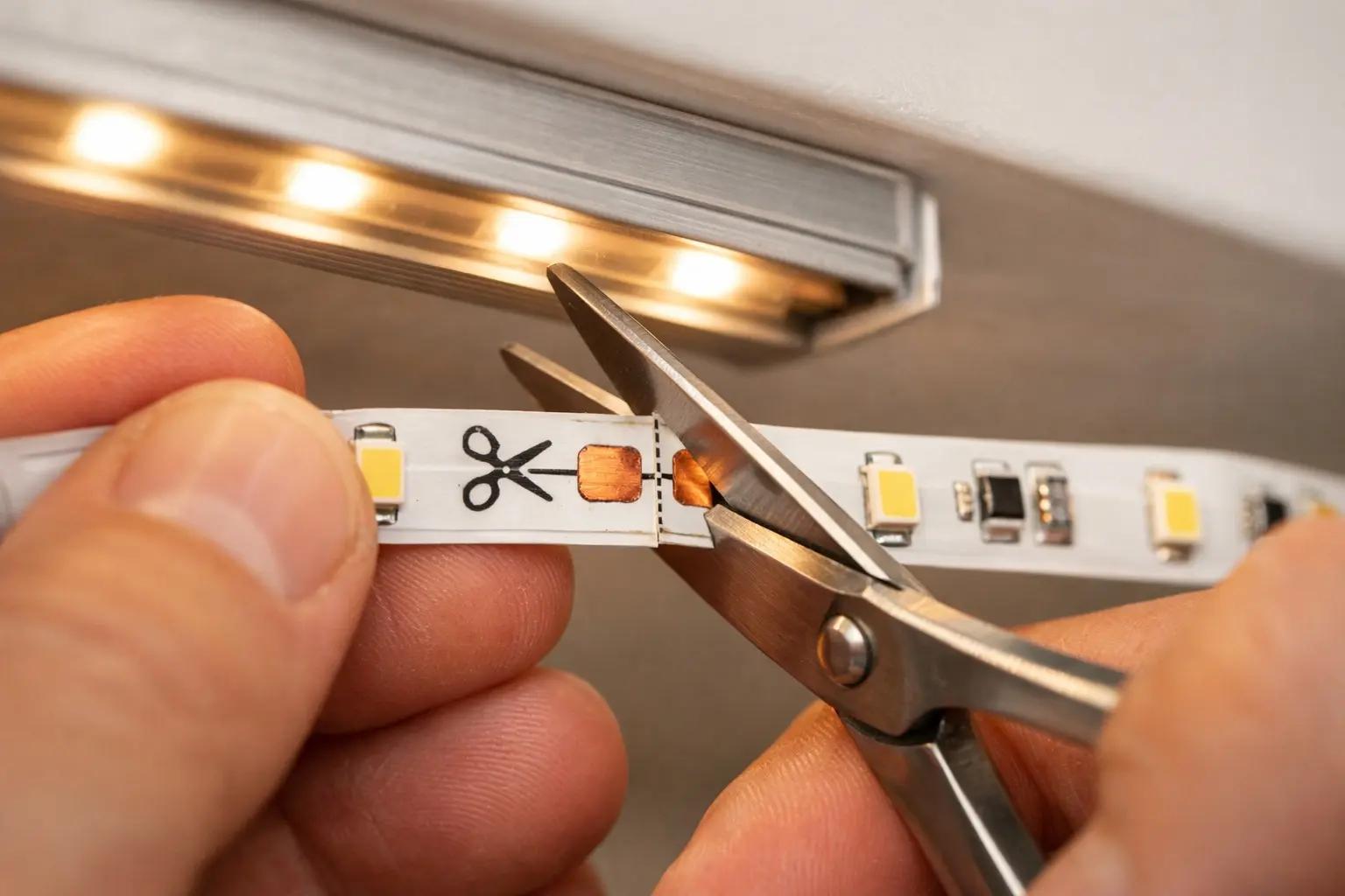 Step 5 of How to Install Under-Cabinet Lighting: Cut LED Strips to Length and Install
