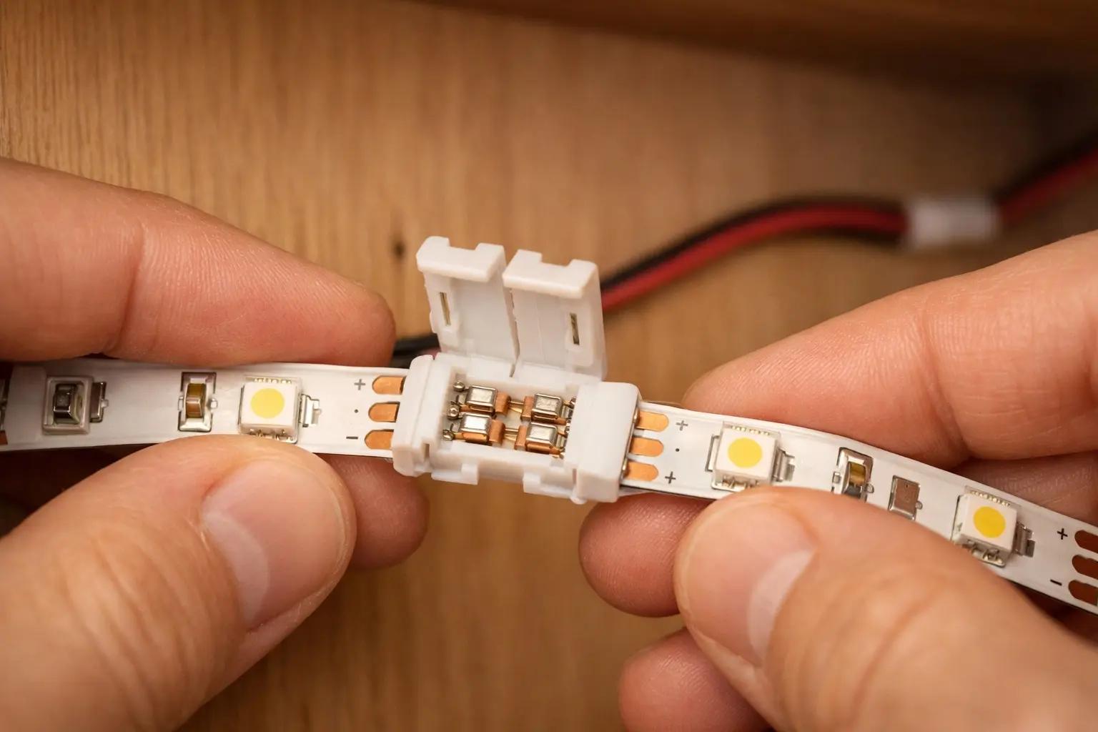 Step 6 of How to Install Under-Cabinet Lighting: Connect Sections and Route the Power Cable