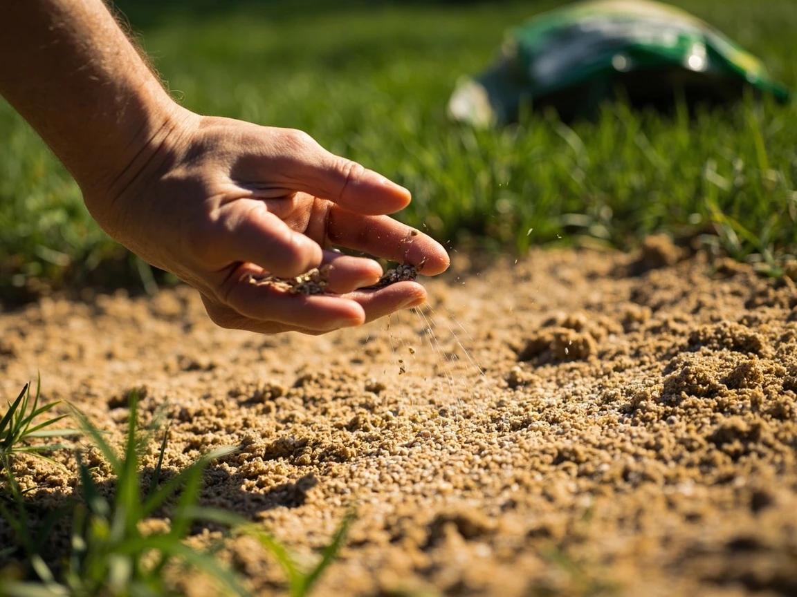 Step 8 of How to Level a Bumpy Lawn: Overseed Thin Areas and Wait Before Mowing