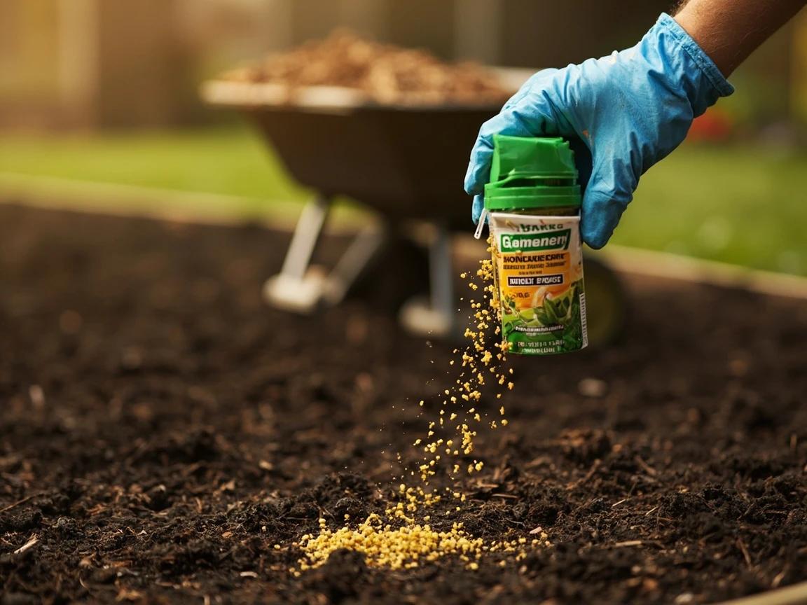 Step 5 of How to Mulch Flower Beds Properly: Apply Pre-Emergent Herbicide (Optional)