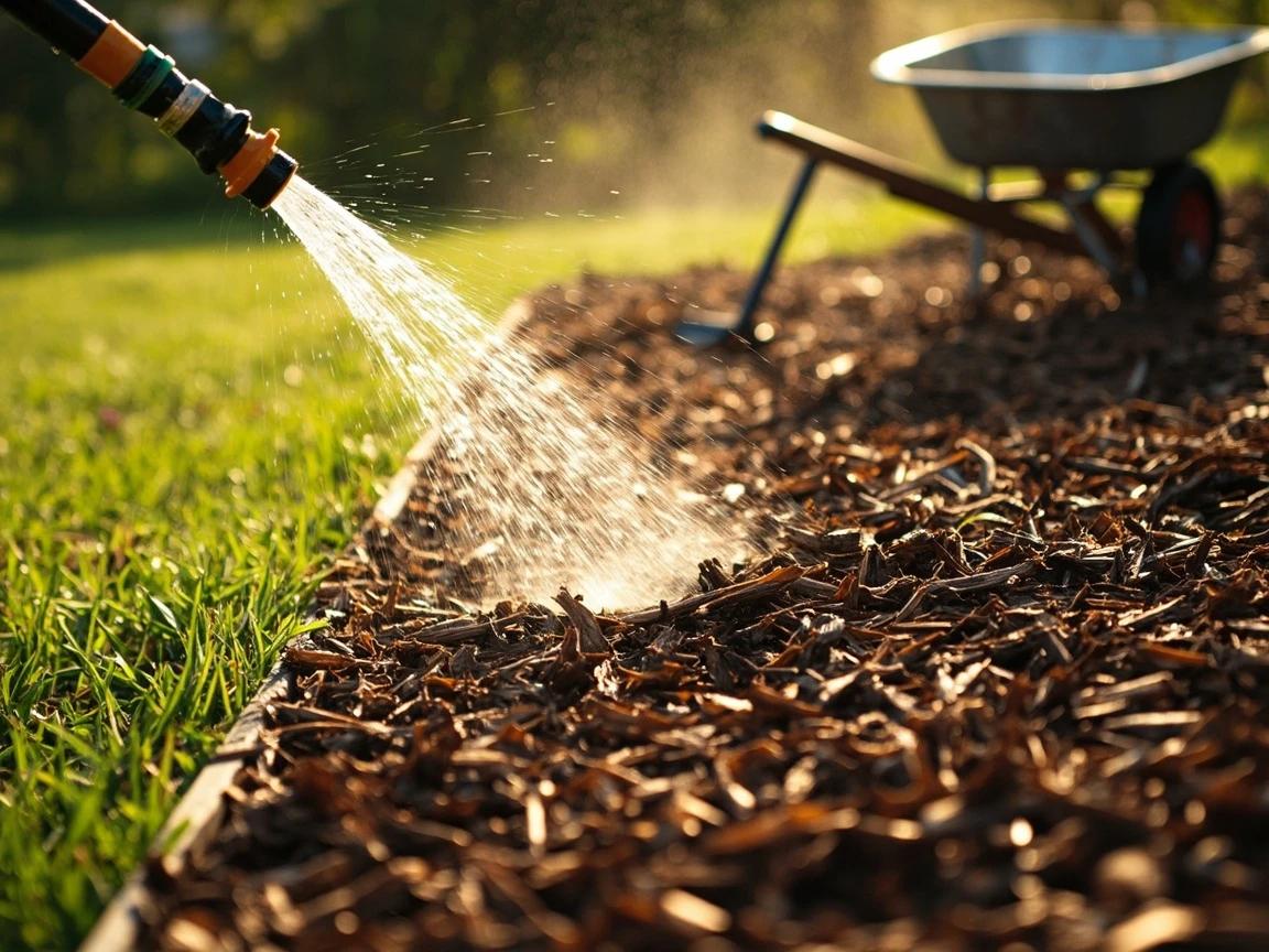 Step 9 of How to Mulch Flower Beds Properly: Water the Bed Again and Clean Up