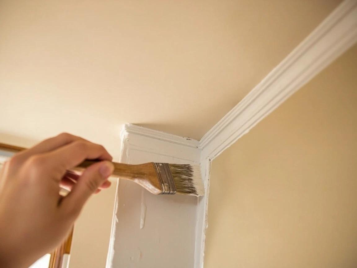 Step 3 of How to Paint a Ceiling Without Streaks or Roller Marks: Cut In the Perimeter With a 2.5-Inch Angled Brush