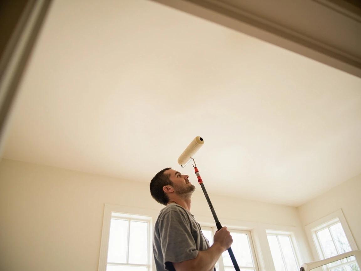 Step 6 of How to Paint a Ceiling Without Streaks or Roller Marks: Inspect Wet, Touch Up, and Let Dry