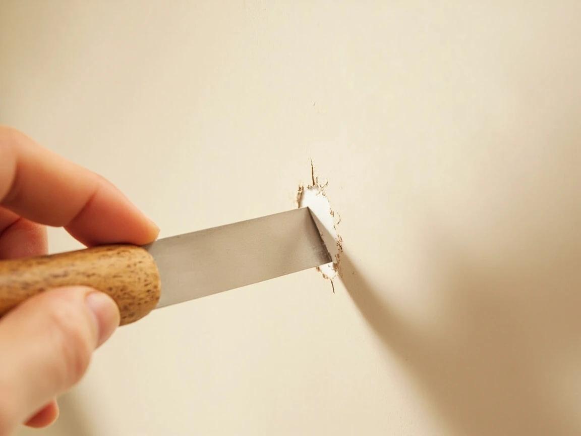 Step 1 of How to Patch a Small Hole in Drywall (Spackle Method): Prep the hole — knock down anything protruding