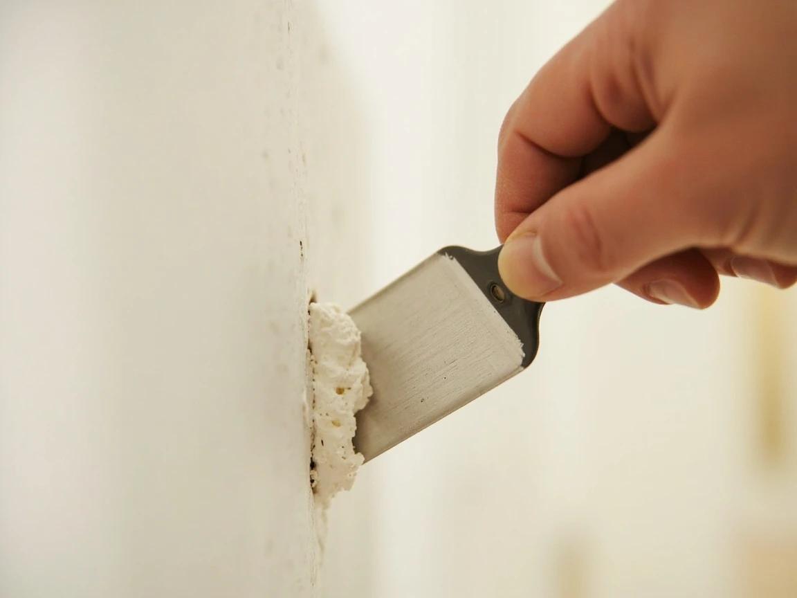 Step 3 of How to Patch a Small Hole in Drywall (Spackle Method): Apply the first coat — press, then drag flat